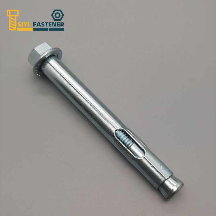 Carbon Steel Bulewhite Zinc Plated Sleeve Anchor with Flange Nut