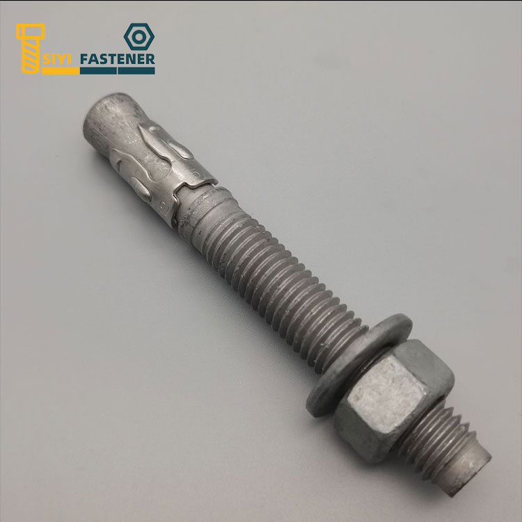 Carbon Steel Hot Dip Galvanized HDG Wedge Anchor with Stainless Steel Clip